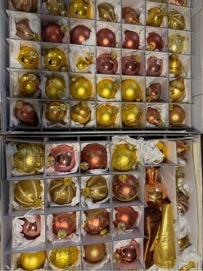 QVC Gold and Copper Shimmer Holiday Ornament Collection